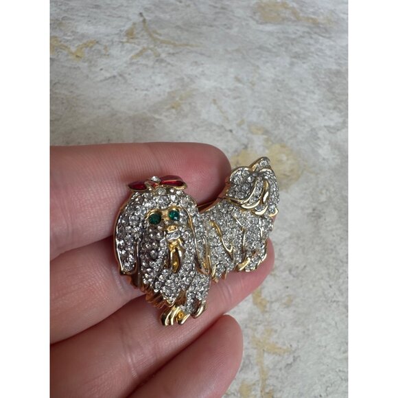 Maltese Dog Rhinestone Brooch Pin Gorgeous - Picture 6 of 10